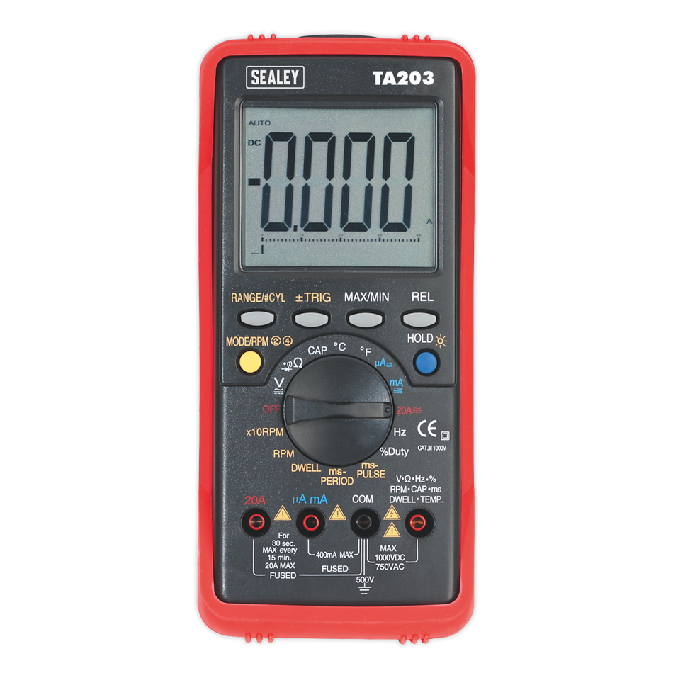 Sealey TA203 15-Function Digital Automotive Multimeter with Bar Graph/PC Link