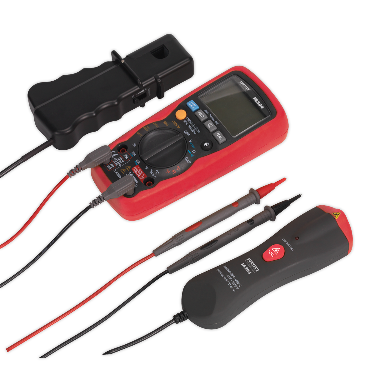 Sealey TA304 15-Function Digital Automotive Analyser with Inductive Coupler/Infrared Temperature Probe