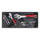 Sealey TBT04 4pc Locking Pliers & Adjustable Wrench Set with Tool Tray
