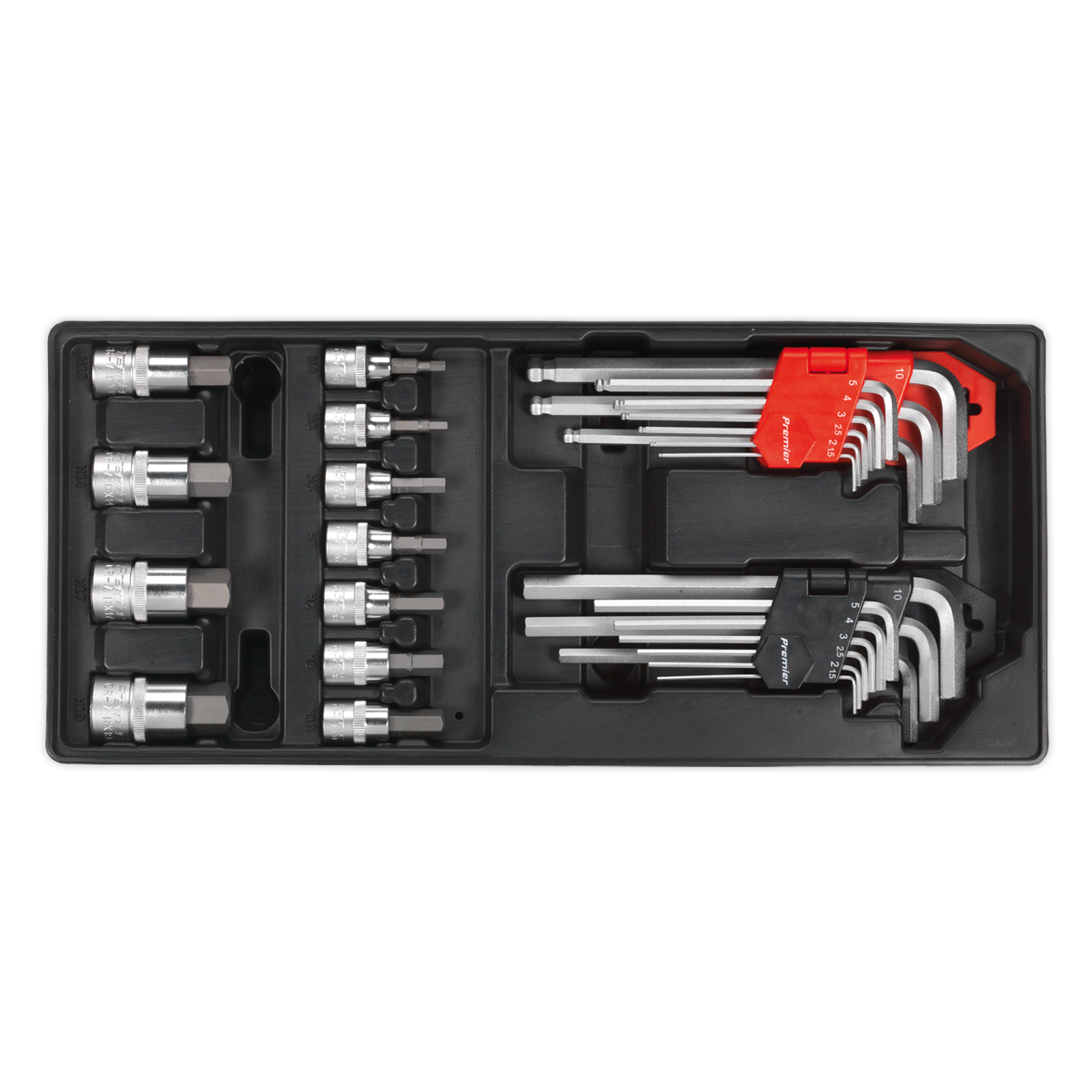 Sealey TBT07 29pc Hex/Ball-End Hex Key & Socket Bit Set with Tool Tray