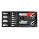 Sealey TBT07 29pc Hex/Ball-End Hex Key & Socket Bit Set with Tool Tray