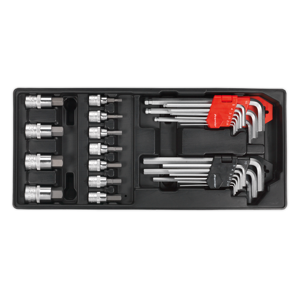 Sealey TBT07 29pc Hex/Ball-End Hex Key & Socket Bit Set with Tool Tray