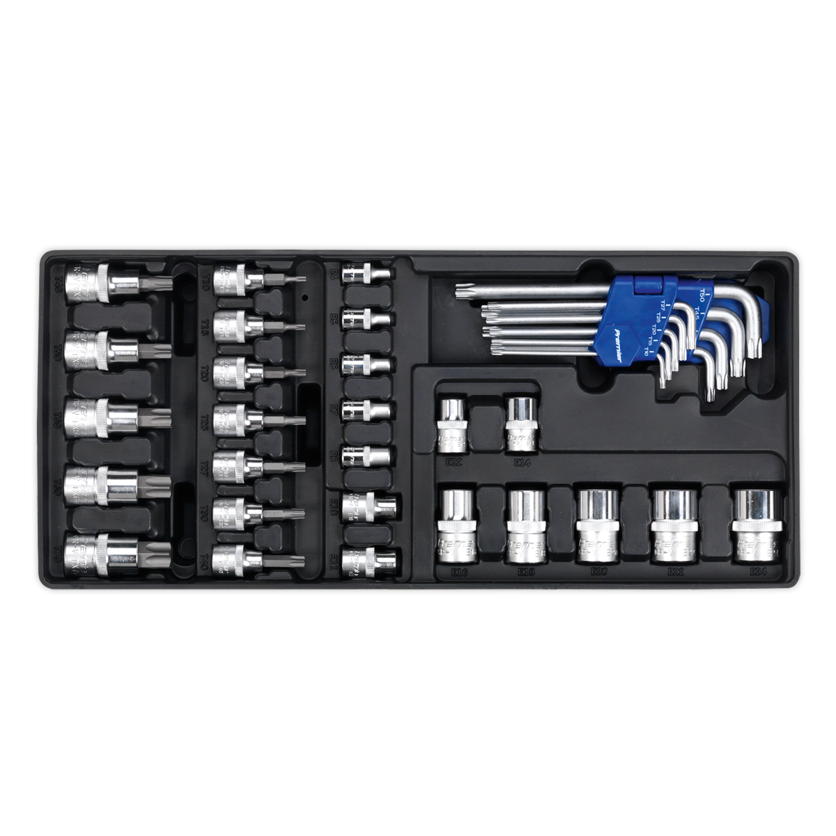 Sealey TBT08 35pc TRX-Star* Key, Socket Bit & Socket Set with Tool Tray