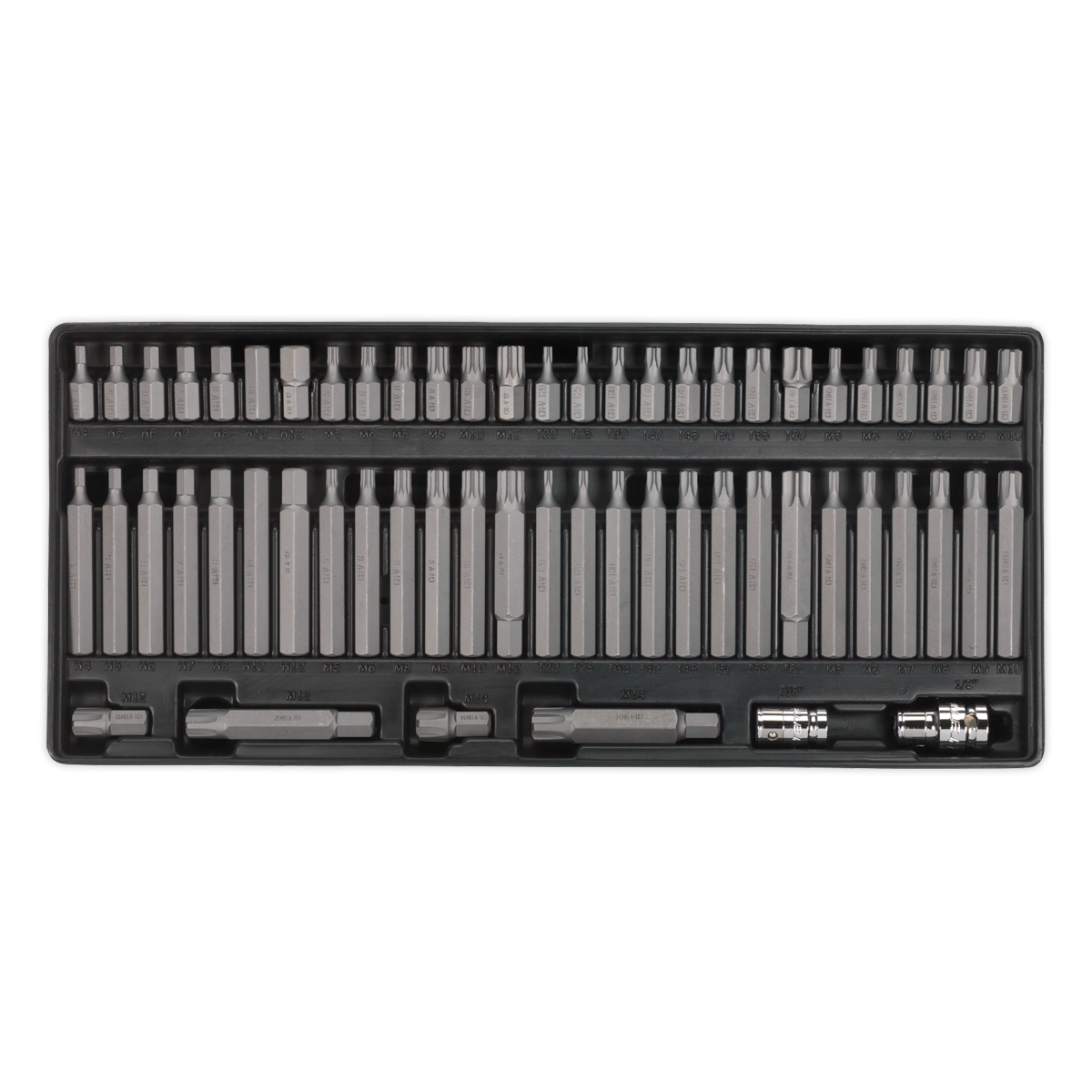 Sealey TBT11 60pc Security TRX-Star*/Hex/Ribe/Spline Bit Set with Tool Tray