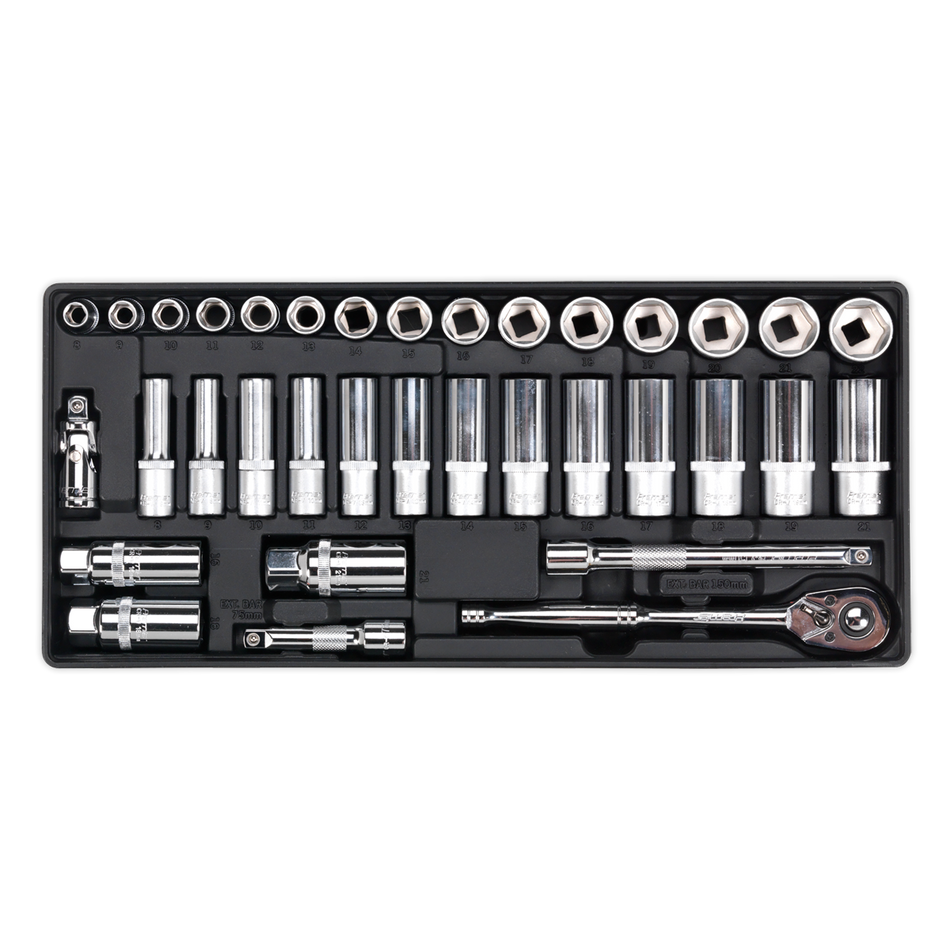 Sealey TBT20 35pc 3/8"Sq Drive Socket Set with Tool Tray