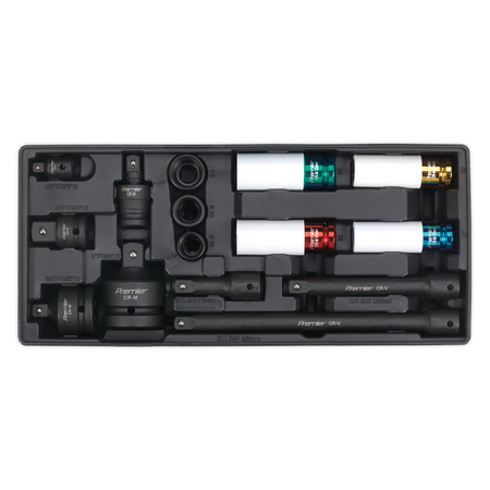 Sealey TBT25 15pc Impact Socket & Adaptor Set with Tool Tray