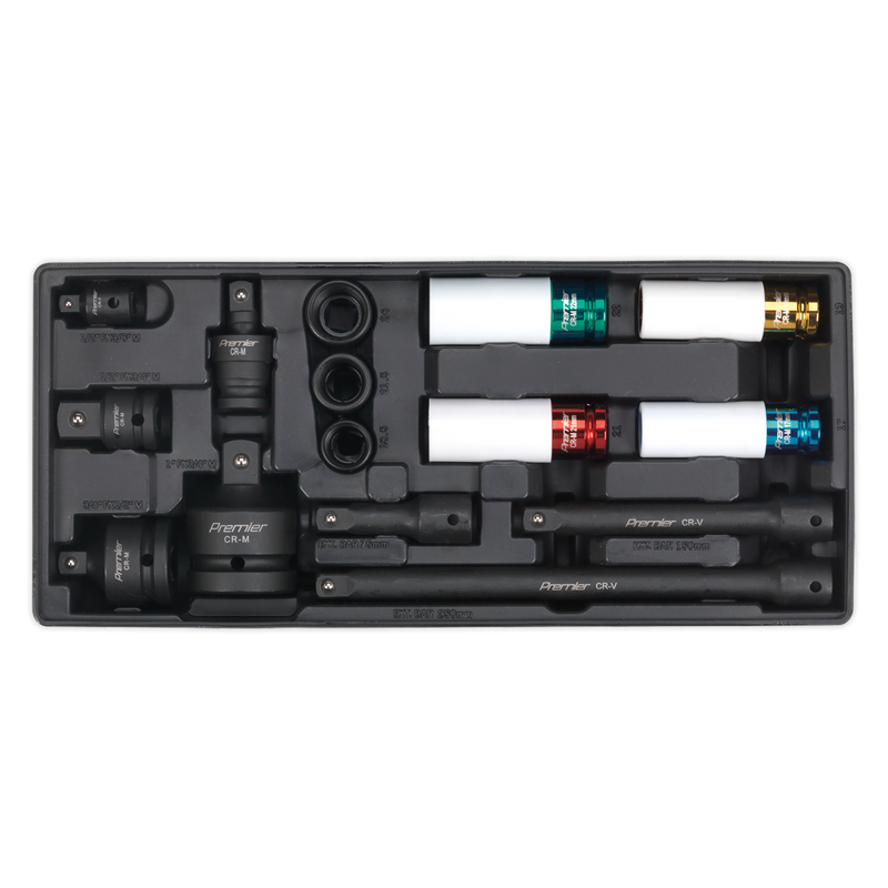 Sealey TBT25 15pc Impact Socket & Adaptor Set with Tool Tray