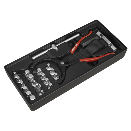 Sealey TBT28 21pc Oil Filter Wrench, Pliers & Drain Key Set with Tool Tray