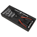 Sealey TBT28 21pc Oil Filter Wrench, Pliers & Drain Key Set with Tool Tray