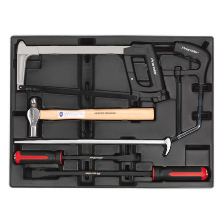 Sealey TBT30 6pc Pry Bar, Hammer & Hacksaw Set with Tool Tray