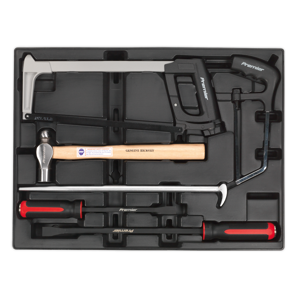 Sealey TBT30 6pc Pry Bar, Hammer & Hacksaw Set with Tool Tray
