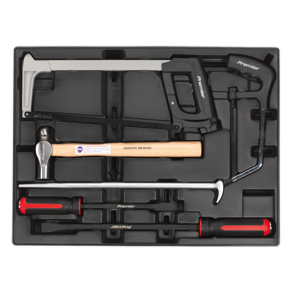 Sealey TBT30 6pc Pry Bar, Hammer & Hacksaw Set with Tool Tray