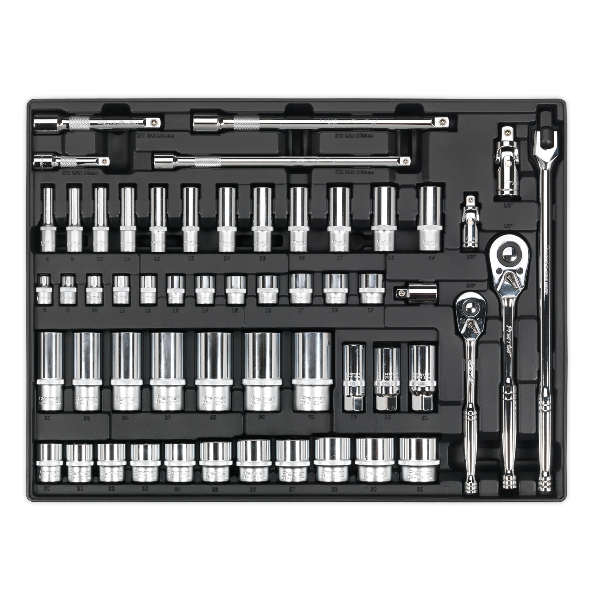 Sealey TBT31 55pc 3/8" & 1/2"Sq Drive Socket Set with Tool Tray