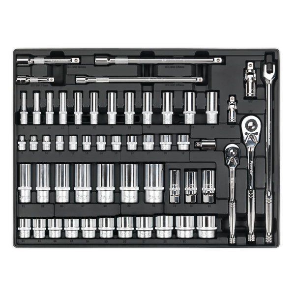 Sealey TBT31 55pc 3/8" & 1/2"Sq Drive Socket Set with Tool Tray