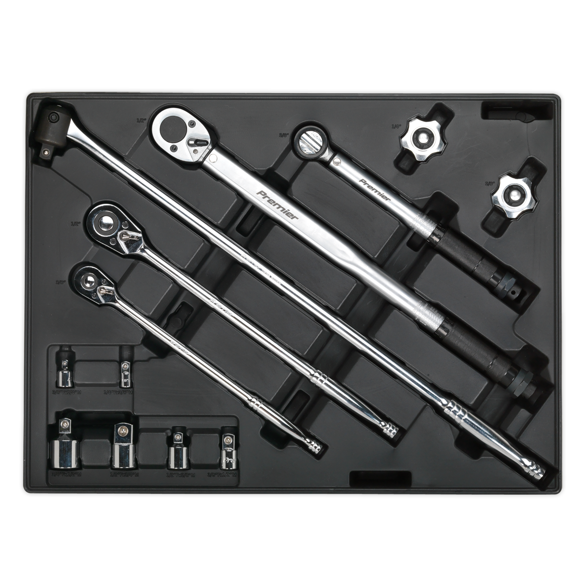 Sealey TBT32 13pc Ratchet, Torque Wrench, Breaker Bar & Socket Adaptor Set with Tool Tray