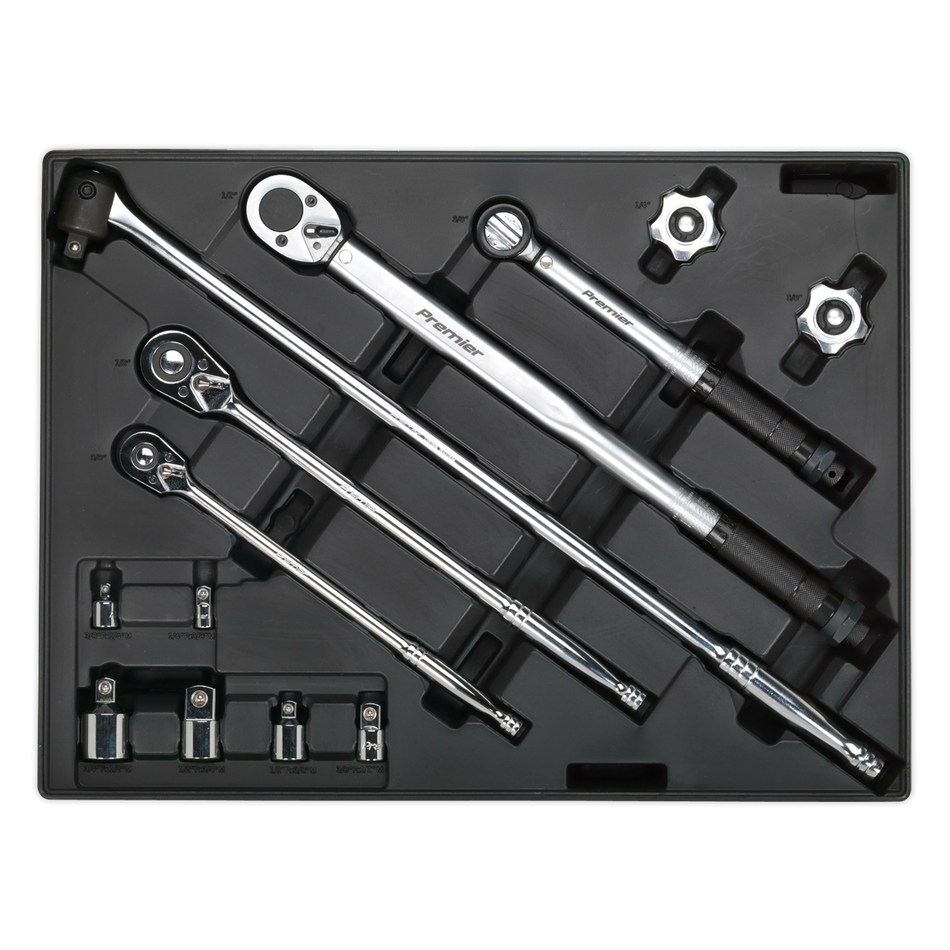 Sealey TBT32 13pc Ratchet, Torque Wrench, Breaker Bar & Socket Adaptor Set with Tool Tray