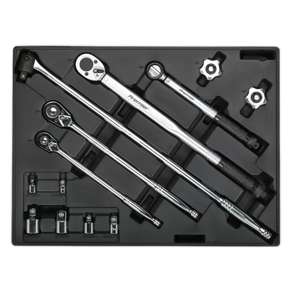 Sealey TBT32 13pc Ratchet, Torque Wrench, Breaker Bar & Socket Adaptor Set with Tool Tray