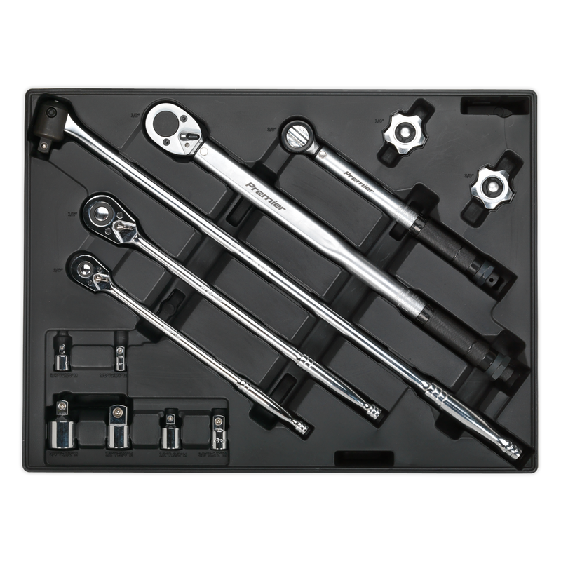 Sealey TBT32 13pc Ratchet, Torque Wrench, Breaker Bar & Socket Adaptor Set with Tool Tray