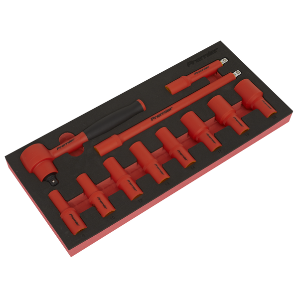 Sealey TBTE01 Insulated Socket Set with Tool Tray 11pc 3/8"Sq Drive - VDE Approved