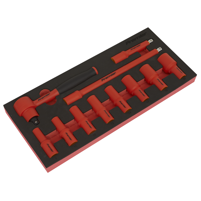 Sealey TBTE01 Insulated Socket Set with Tool Tray 11pc 3/8"Sq Drive - VDE Approved