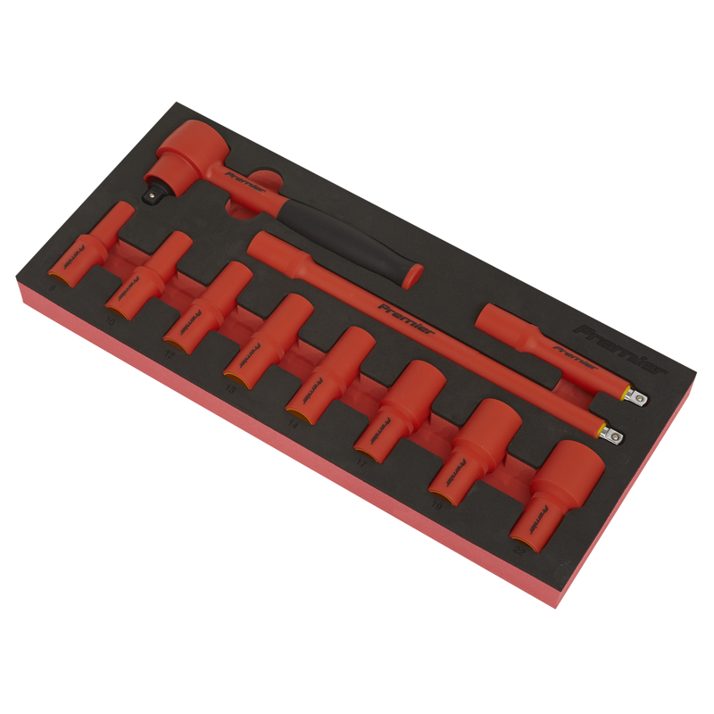 Sealey TBTE01 Insulated Socket Set with Tool Tray 11pc 3/8"Sq Drive - VDE Approved