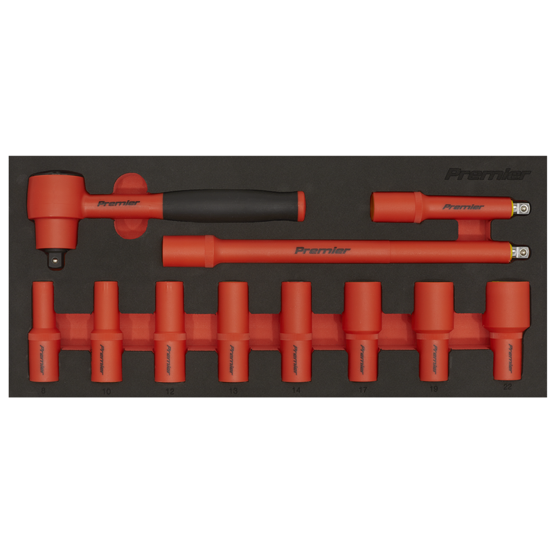 Sealey TBTE01 Insulated Socket Set with Tool Tray 11pc 3/8"Sq Drive - VDE Approved