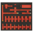 Sealey TBTE02 Insulated Socket Set with Tool Tray 20pc 3/8"Sq Drive 6pt WallDrive VDE Approved