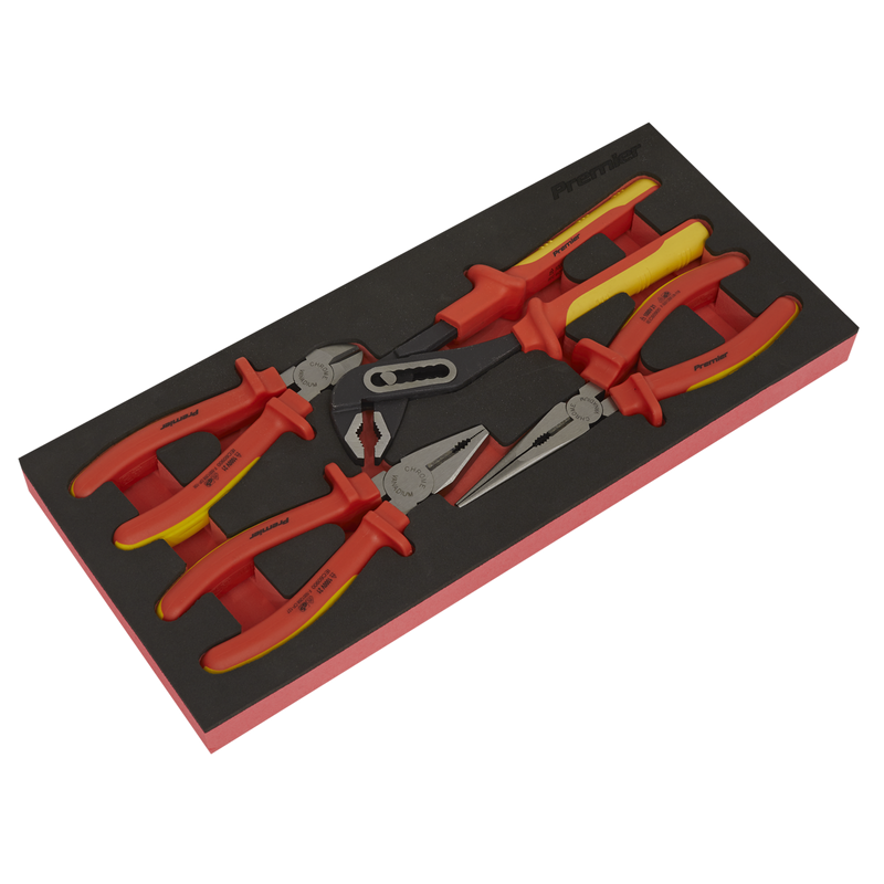 Sealey TBTE07 Insulated Pliers Set 4pc with Tool Tray - VDE Approved