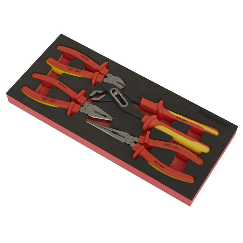 Sealey TBTE07 Insulated Pliers Set 4pc with Tool Tray - VDE Approved