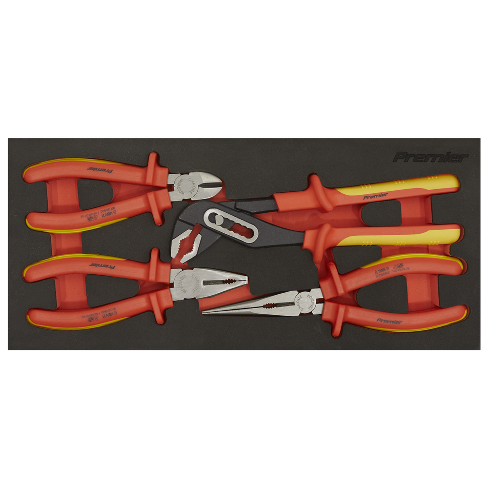 Sealey TBTE07 Insulated Pliers Set 4pc with Tool Tray - VDE Approved