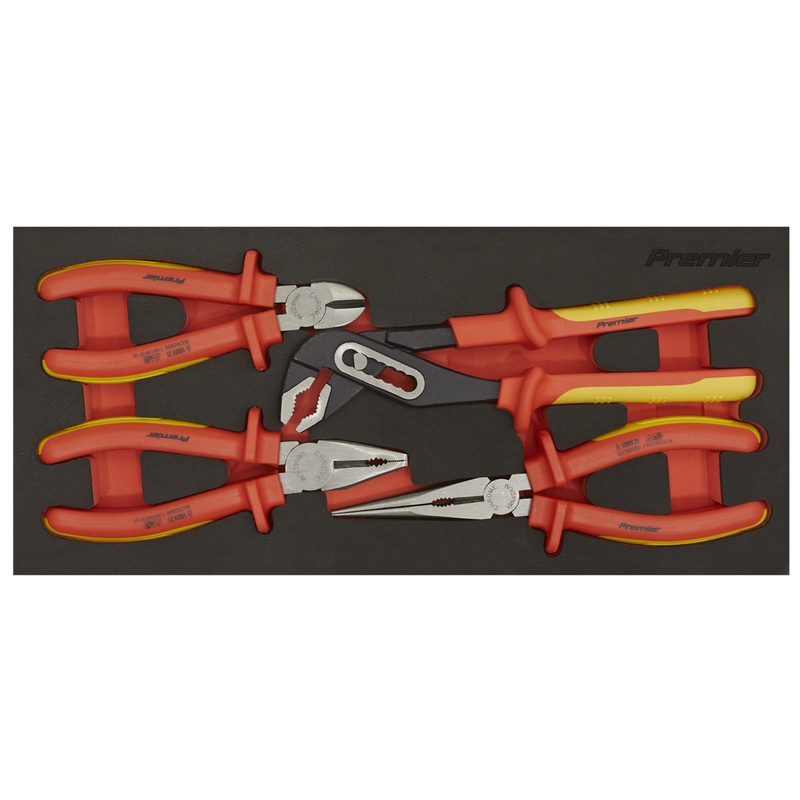 Sealey TBTE07 Insulated Pliers Set 4pc with Tool Tray - VDE Approved