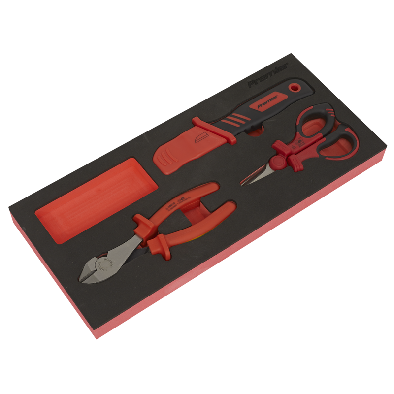 Sealey TBTE09 Insulated Cutting Set 3pc with Tool Tray - VDE Approved