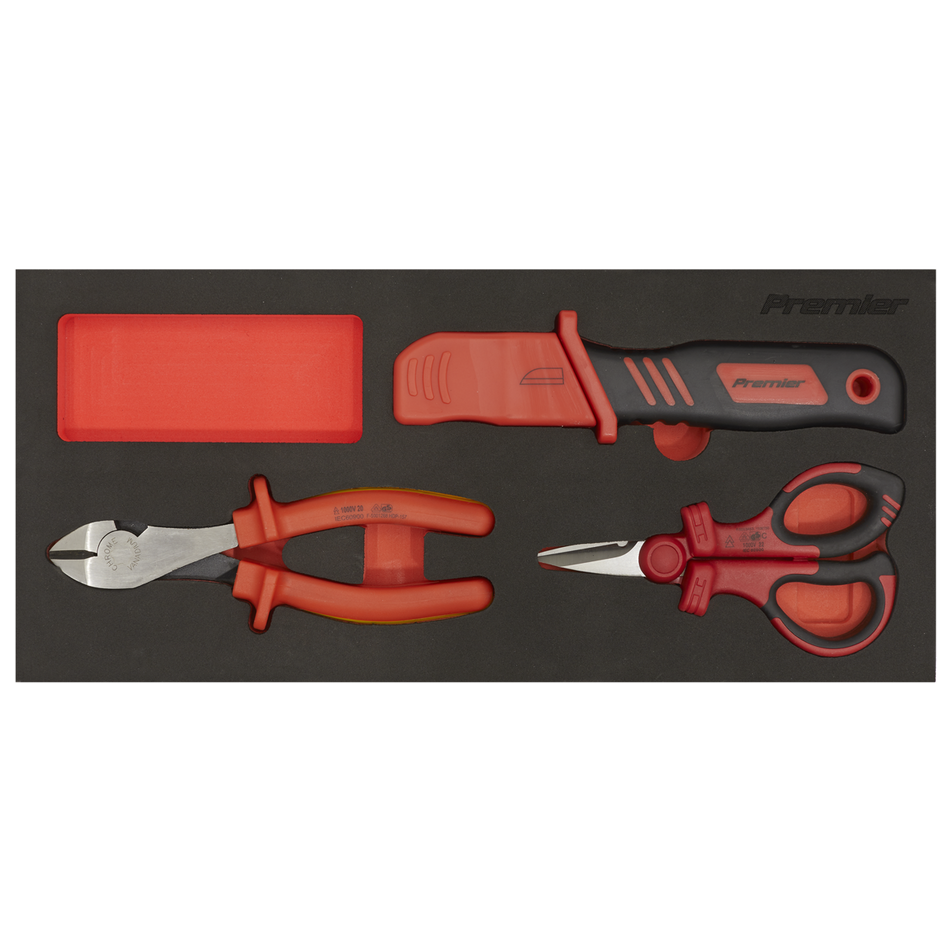 Sealey TBTE09 Insulated Cutting Set 3pc with Tool Tray - VDE Approved