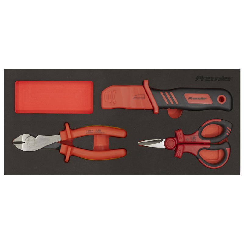 Sealey TBTE09 Insulated Cutting Set 3pc with Tool Tray - VDE Approved