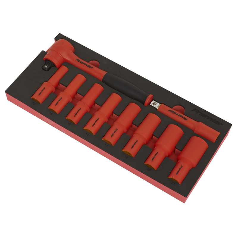 Sealey TBTE11 Insulated Socket Set with Tool Tray 10pc 1/2"Sq Drive - VDE Approved