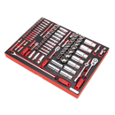 Sealey TBTP02 91pc 1/4", 3/8" & 1/2"Sq Drive Socket Set with Tool Tray