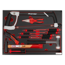 Sealey TBTP06EU 13pc Hacksaw, Hammers & Punch Kit with Tool Tray