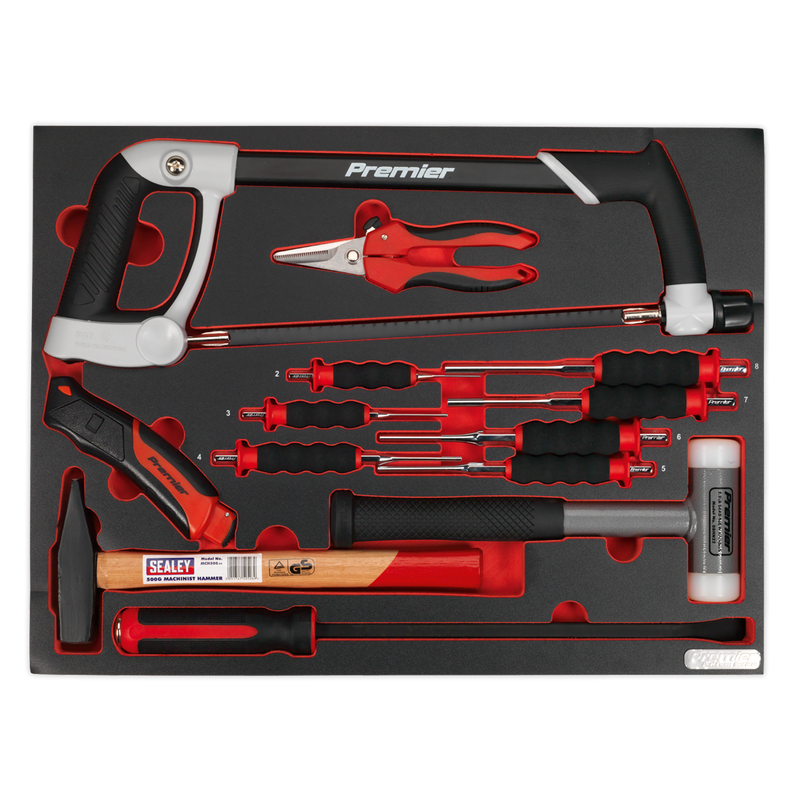 Sealey TBTP06EU 13pc Hacksaw, Hammers & Punch Kit with Tool Tray