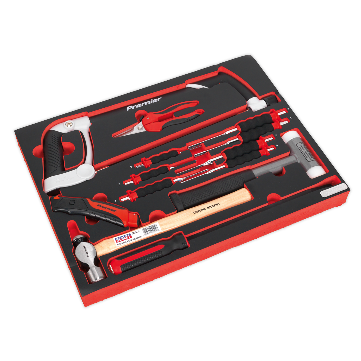 Sealey TBTP06UK 13pc Hacksaw, Hammers & Punch Kit with Tool Tray