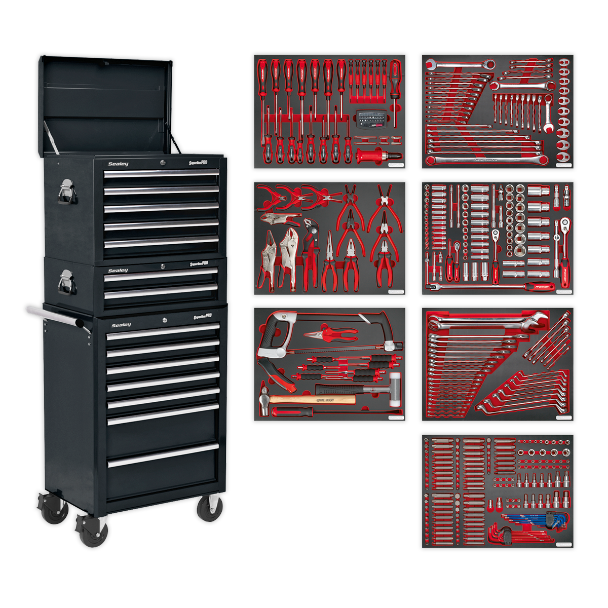 Sealey TBTPCOMBO2 14 Drawer Tool Chest Combination with 446pc Tool Kit - Black