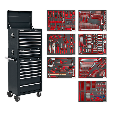 Sealey TBTPCOMBO2 14 Drawer Tool Chest Combination with 446pc Tool Kit - Black