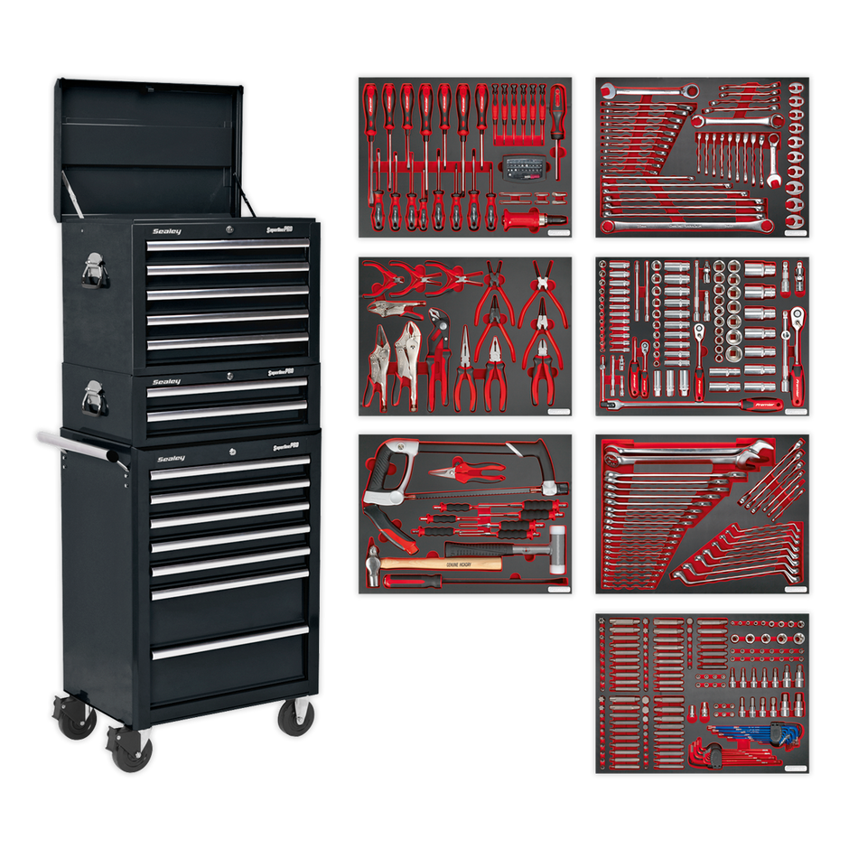 Sealey TBTPCOMBO2 14 Drawer Tool Chest Combination with 446pc Tool Kit - Black