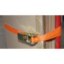 Sealey TD05045E 25mm x 4.5m Self-Securing Ratchet Tie Down 500kg Breaking Strength - Pair
