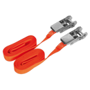 Sealey TD05045E 25mm x 4.5m Self-Securing Ratchet Tie Down 500kg Breaking Strength - Pair