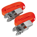 Sealey TD05045E 25mm x 4.5m Self-Securing Ratchet Tie Down 500kg Breaking Strength - Pair