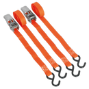 Sealey TD0540S2 25mm x 4m Polyester Webbing Ratchet Tie Down with S-Hooks 500kg Breaking Strength - Pair