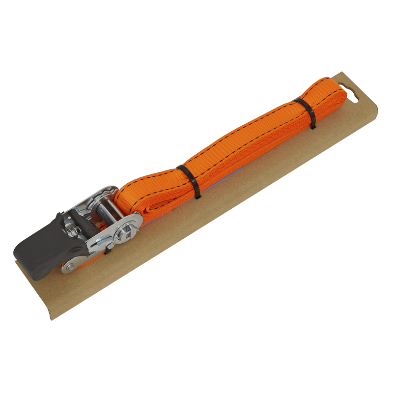 Sealey TD0635E Ratchet Tie Down 25mm x 5m Polyester Webbing With Corner Protector 600kg Breaking Strength
