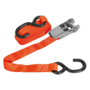 Sealey TD0845S 25mm x 4.5m Polyester Webbing Ratchet Tie Down with S-Hook 800kg Breaking Strength