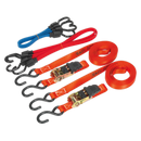 Sealey TD285SBD 6pc Ratchet Tie Down & Flat Bungee Cord Set