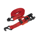 Sealey TD41248JD 32mm x 4.9m Polyester Webbing Ratchet Tie Down with J-Hooks 1200kg Breaking Strength - 1 Pair